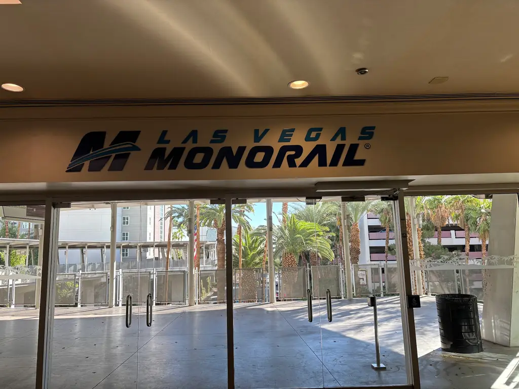 Transit station entrance at dusk